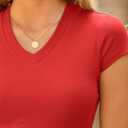 Women's Basic V Neck Short Sleeve T Shirts Summer Cute Baby Tee Slim Fit Cotton Tops (Red, M)