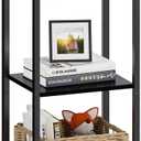 3 -Tier End Table, Tall Nightstand for Small Spaces, Tall Side Table with Storage Shelves, Telephone Table, Small Entry Table for Living Room, Bedroom, Sofa Couch, Hallway, Office, Black