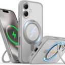 Niunisi for iPhone 17 Case 6.3-Inch with Magnetic 360 Ring Stand Compatible with MagSafe Frosted Matte Shockproof Protective Phone Cover 6.3" 2025, Gray