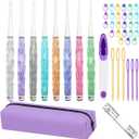 Hobekoee Inline Crochet Hooks Set,8PCS Plastic Crochet Hooks Long Crochet Hook Set with Case,Colorful Non-Slip Crochet Needles for Crocheting Yarn,Size 2.5mm-6mm