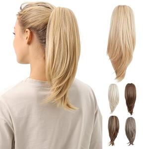 JUVABUN Straight Ponytail 15" Platinum Blonde | Claw Clip-In Ponytail Hair Extensions | Synthetic Clip-In Ponytail for Women | Straight Ponytail Extension | Real Human Hair Look