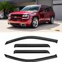 Window Visors for 2002-2009 Chevy(Chevrolet) Trailblazer, Rain Guards Shields Vent Deflector Shade Dark Smoke 2003 2004 2005 2006 2007 2008 02 03 04 05 06 07 08 09, Tape-On, 4PCS