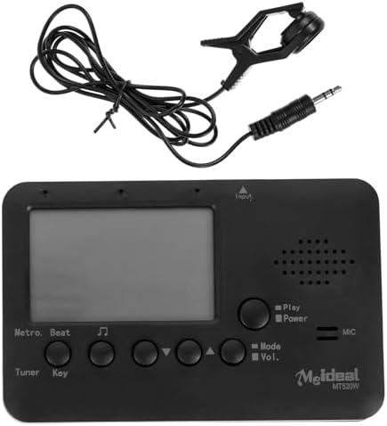 Digital Wind Instrument Tuner Metronome for Alto Saxophone, Flute, Trumpet, Clarinet, Large LCD Display, Clip-on Pickup, 3 Modes, Black