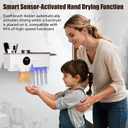 Toothbrush Holder Cleaner, Smart Automatic Toothbrush & White Hair Dryer Holder, Sensor Light, Touch Screen Timer, Bathroom Wall Accessories Organizer