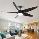 60 Inch Ceiling Fan with Light, Outdoor Ceiling Fans for Patios Waterproof, Modern Black Ceiling Fan with Remote 3 CCT Dimmable Large Airflow, Wet Rated Ceiling Fans for Bedroom Exterior Fan