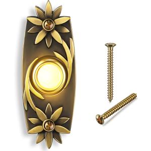 Dreyoo Lighted Metal Doorbell Push Button, Universal Garage Door Opener Switch with LED Light Compatible with Most Wire Doorbell Chimes, Transformer, Ringers, Property in Copyright (Flower Style)