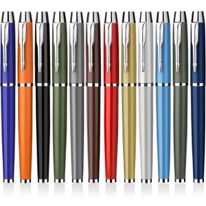 Luxury Metal Ballpoint Pen, Personalized Vintage Colored Pen for Men & Women | Assorted Retro Finishes | Fine Point | Black Ink | 12 Count