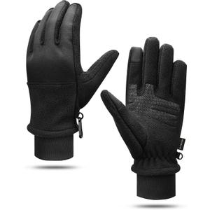 Winter Warm Gloves for Women - Daily Life Snow Windproof Soft Fleece Lining - Touchscreen Thermal Gloves for Men (Large, Black)
