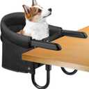 Dog High Chair for Table, Cat Desk Perch, Seatmate Chairs for Dogs, Cat Office Perch Attachment, Pet Feeding Booster Seat, Seat for Pet to Sit Next to You (Black)