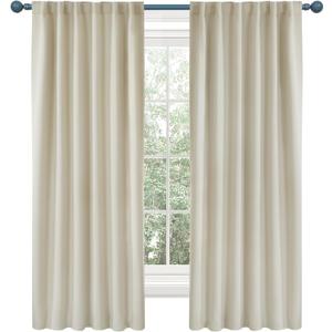 Deconovo Blackout Curtains, Thermal Insulated, W52 x L63 2 Panels, Back Tab, Machine Washable, Room-Darkening Drapes for Bedroom/Living Room Light Beige