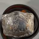 SUOSDEY Western Genuine Leather Belt with Silver Bull Embossed Buckle for Men,Cowboy Engraved Belts for Jeans,1.5" Width, 46 Inches