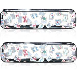 2 Pcs Mahjong Tile Bag Mahjong Racks for Tiles and Pushers Waterproof Tile Zippered Case PVC Clear Mah Jong Gifts, Empty Bag Only, 20 x 4.5 x 2.5