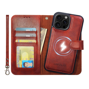 Case Wallet for iPhone 16 Pro Max Wallet Case, Detachable Leather Cover with Card Holder, Strong Magnetic Compatible with MagSafe Wireless Charging, Kickstand Shockproof Cover 6.9 inch, Brown