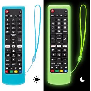 Silicone Protective Case for LG-TV-Remote Glow in The Dark, Remote Cover for LG Smart TV AKB75095307 AKB75375604 AKB74915305(Luminous Green + Blue)2 Pack