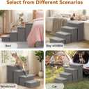 Zerbuger Dog Stairs with Storage 23" H, 4-Step Wider Dog Steps for High Beds Window, Folding Sturdy Pet Stairs Gift for Injured Old Dogs Cats, Ramp for Climbing Car Up to 200 lbs,(Gray, No Condo)