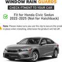 Shatterproof in-Channel Window Rain Guards for Honda Civic Sedan 2022-2025 (Not for Hatchback), Window Deflectors, Window Visors for Car, Vent Deflector, 4pcs