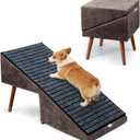 2-in-1 Dog Ramp and Stairs for Bed and Couch, 17 Inch High,Foldable Ottoman Ramp with Non-Slip Replaceable Carpet, Joint Relief for Small and Large Dogs (Brown)