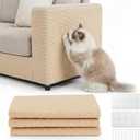 3 Pack Total 118.1"x15.8" Cat Scratch Couch Furniture Protector, Trimmable Super Self-Adhesive Anti Cat Scratching Pad, DIY Climb Cat Scratcher Mat Protector for Sofa and Covering Cat Tower (Khaki)