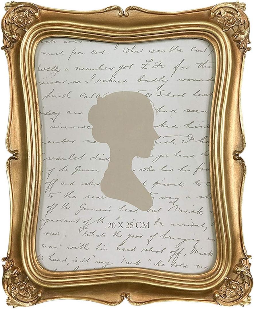 Sunlit Vintage Picture Frame 8x10 Inch, Luxury Antique Photo Frames with Glass Front, Photo Display, Tabletop Wall Hanging, Gold