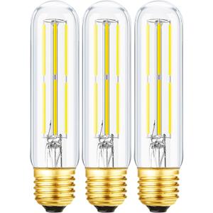 E26 Led Light Bulb 6W Dimmable E26 Led Tubular Bulbs 60 Watt Incandescent Bulb 5000K Cool White T10 Clear Glass E26 Base Bulb for Cabinet Display Cabinet etc, 3Pack