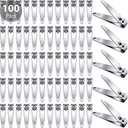 Mudder 100 Pieces Nail Clippers Set Bulk for Men Women, Silver Ultra Sharp Stainless Steel Fingernail Toenail Clippers Flat Portable Travel Sturdy Trimmer Manicure with Keychain Hole for Home Hotel,200 Pcs Emery Boards for Nails