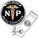 NP Nurse Practitioner Badge Reel Retractable with Alligator Clip, Funny ID Badge Holder Gift for Men Veterinarian Practitioner NP Medical Student Graduation Nurses RN EN NICU Nurse