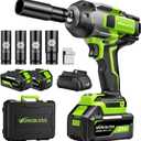 Cordless Impact Wrench 1/2 Inch, Max 1500Nm (1100Ft-lbs) Brushless High Torque Power Impact Gun with 4Ah Battery & Charger for Car Tire, Construction Work, Mower Lug Nut, 4 Sockets
