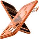 JETech Magnetic Case for iPhone 17 Pro 6.3-Inch Compatible with MagSafe, Shockproof Slim Phone Cover with Built-in Camera Control Button, Matte Translucent Back (Orange)