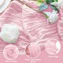 3PCS Table Runner Cheesecloth 10FT Blushing Pink Boho Gauze Cheese Cloth Rustic Sheer Table Runners for Summer Wedding Bridal Baby Shower Party Decoration