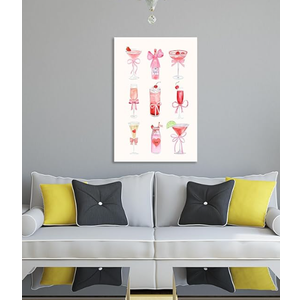 Pink Bow Decor Wine Glass Pictures Poster Funny Bathroom Trendy Retro Preppy Wine Champagne Wall Art Aesthetic Girl Coquette 12x16n Framed