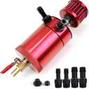 Oil Catch Can Kit with 4 Adapters + Breather Filter Drain Valve Plug 2 Ports (1 oulet + 1 inlet) 150ml Universal Aluminum Baffled Oil Reservoir Tank Oil Separator HTRACING (red)