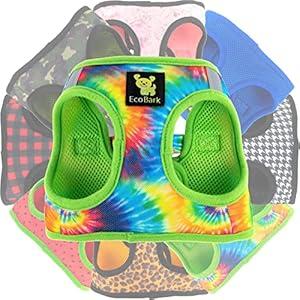 EcoBark Step-in Dog Harness - Soft Mesh Dog Vest Harnesses for Puppies and Small Dogs - Reflective and Adjustable No Pull and No Choke Halter Harness - Mesh Comfort Padded Body Harness (Tie-Dye, Med)