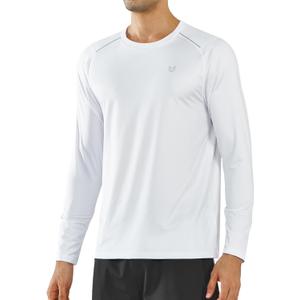 NORTHYARD Men's Long Sleeve Running Shirts Quick Dry Athletic Workout Gym Sun Protection UPF 50+ Shirt Hiking Swim Rash Guard (Large, White)