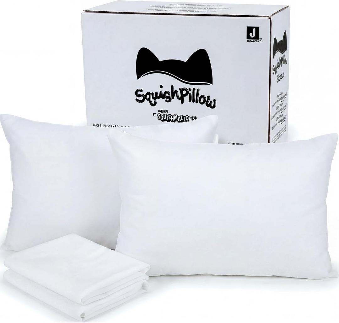SquishPillow by Original Squishmallows - Standard Size Bed Pillow 2-Pack (Medium Density) - Pillowcases Included