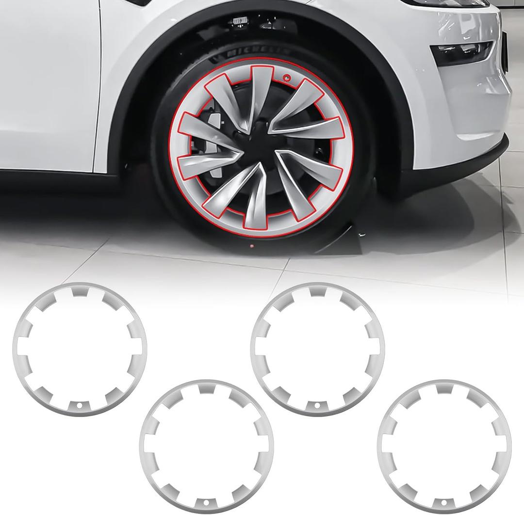 Model Y Rim Protector 20 inch Helix 2.0 2025 2026, 20" Silver Wheels Rim Protector Compatible with Tesla Model Y Accessories 2025 2026 (Refreshed Juniper Only)