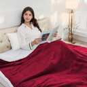 Electric Heated Blanket 72"x84" Full Size Flannel & Sherpa - 4 Heat Settings & 10H Auto Shut Off for Safe Overnight Use, Fast Heating, Machine Washable for Bed, Couch, Office - Red