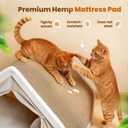 Cat Houses for Indoor Cats - Large Cat Bed Cave with Natural Sisal Cat Scratcher Mat, Solid Wood Frame Cat House with Curtains and Cat Floor Scratching Pad Rug, Protect Couch and Carpets, L