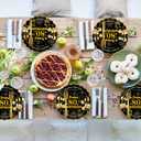 96Pcs 80th Birthday Party Tableware Set,Back in 1965 Birthday Party Decorations Supplies, Disposable Black and Gold 80th Birthdays Paper Plates Napkins Forks Favors for Men Women, Serve 24
