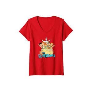 Womens The Flintstones Ride On V-Neck T-Shirt XL
