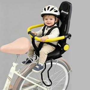 OUSEXI 2026 Upgrade Rear Back Seat for Kids Back Mount, Rear Mounted Child Bike Seat with Backrest Armrest Foot Pedals - Width Adjustable Bicycle Rear Seat for Kids, Fits All Bicycle Rear Frames