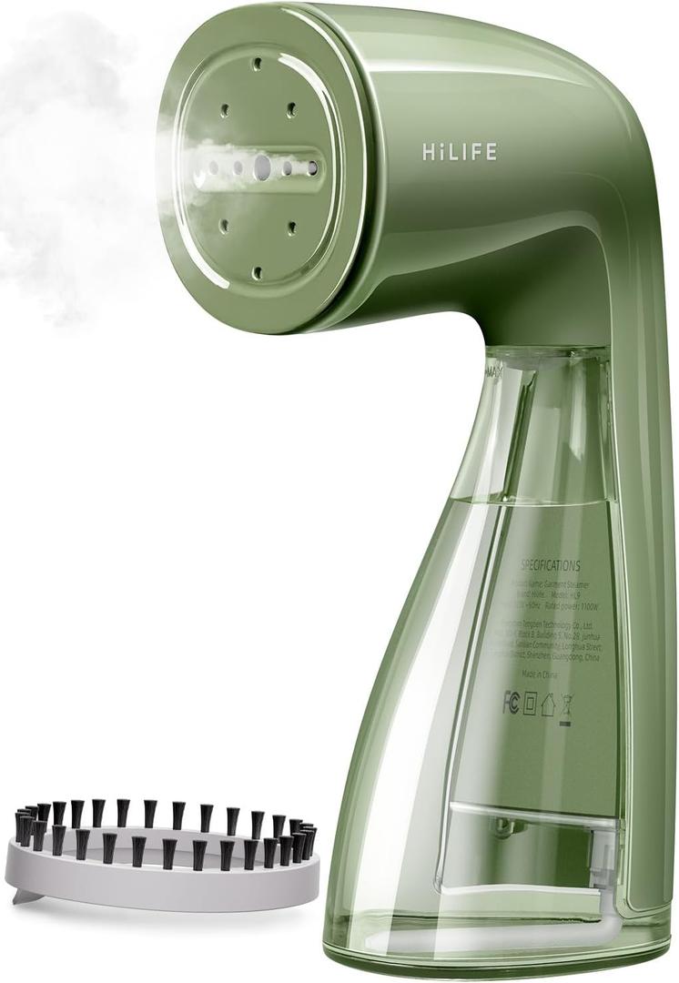 HiLIFE Steamer for Clothes, Portable Handheld Design, 240ml Big Capacity, 700W, Strong Penetrating Steam, Removes Wrinkle, for Home, Office and Travel(ONLY FOR 120V) (Olive Green)