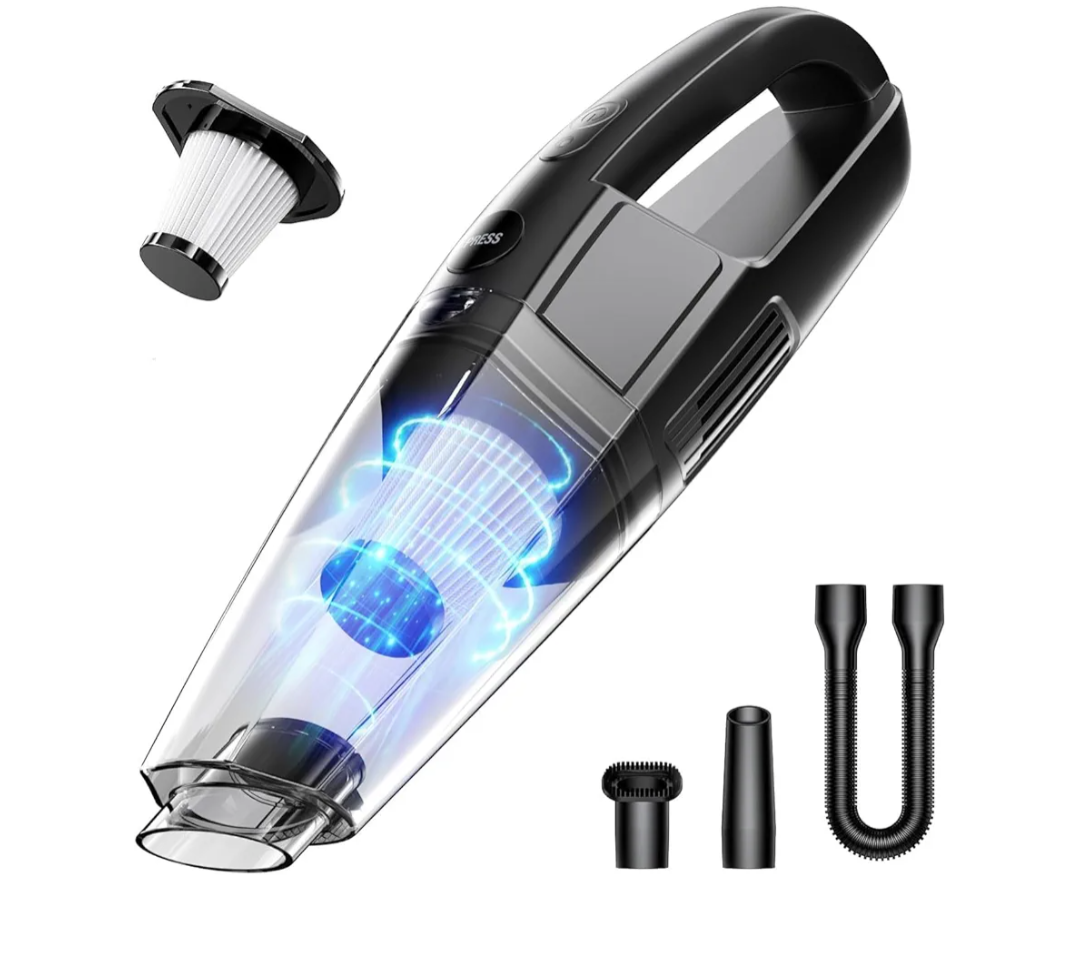 Handheld Vacuum Cordless 8000PA, Car Vacuum Portable Cordless 30 Mins Runtime & Under 70dB Quiet, Hand Held Vacuum Cleaner, 1.4lbs Hand Vacuum Cordless for Car/Home/Office, Pet Hair