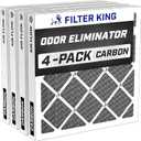 Filter King 20x22x1 Air Filter | 4-PACK | Carbon MERV 8 HVAC Pleated A/C Furnace Filters | MADE IN USA | Actual Size: 19.5 x 21.5 x .75"