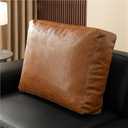 Modern Leather Sofa Backrest Cushion, Headboard Throw Pillow with Zipper, Bolster for Bedroom, Living Room and Bay Window(Light Brown,90cm/35.4in)