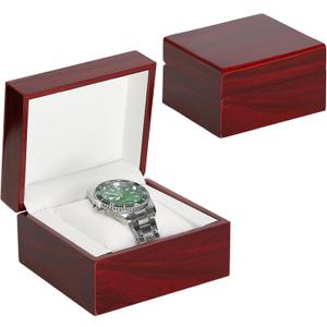Wooden Single Watch Gift Box with Pillow, Wood Wristwatch Wrist Watch Case Storage Box for Christmas, Birthdays, Anniversary (Wood Color B)