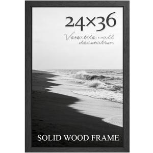 PEALSN Solid Wood 24x36 Poster Frame, Black Poster Frames 24 x 36 inches for Wall Mounting Display, 1 Pack
