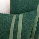 Pack of 2 Dark Green Throw Pillow Covers 18x18 Textured Boucle Accent Pillow Cases with Faux Leather Striped Square Cushion Cover for Bed Couch Sofa Living Room Home Decor