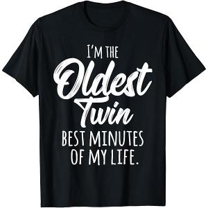 Twins Shirt Funny Matching Birthday Sibling Oldest Twin T-Shirt, 2XL
