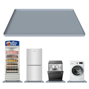 27" x 27" Silicone Washing Machine Drain Pan with 0.78" Raised Edge, Waterproof Washer Drip Tray, Non-Slip Floor Leak Protection Mat for Washer, Dryer, Refrigerator, Dishwasher。(Grey)