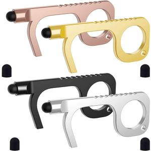 Handy Non-Touch Door Opener - Heavy-Duty Reusable Stylus Keychain - Germ Key Tool (4 Pack)